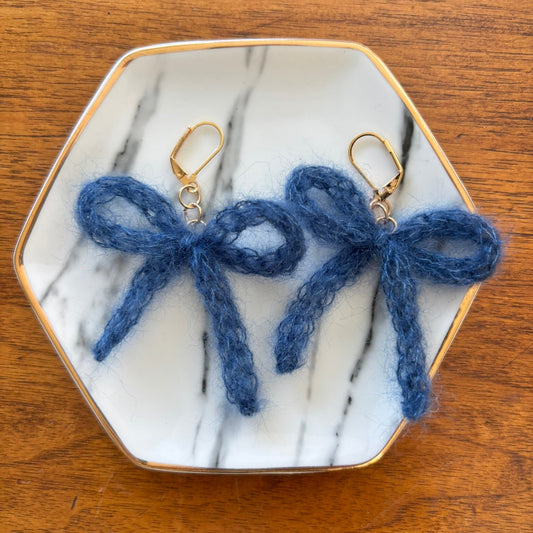 Fireside Earrings -  Blue Silk + Mohair